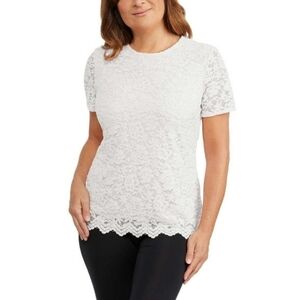 Teddi Rose White Lace Short Sleeve Top